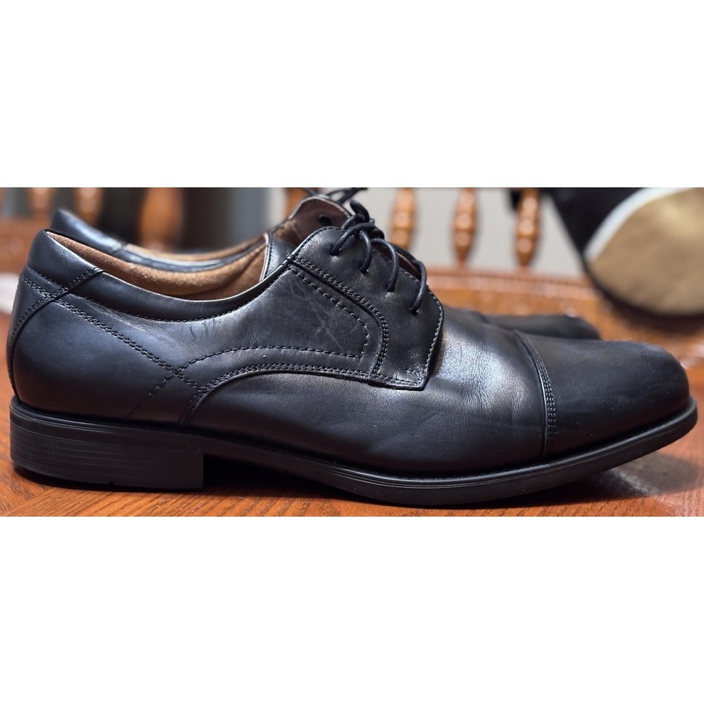 Florsheim Comfortech Mens 13D Black Leather Cap Toe Oxford Dress Shoes Ortholite